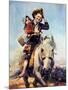 Off to School (or Boy and Girl on Horse)-Norman Rockwell-Mounted Giclee Print