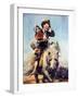 Off to School (or Boy and Girl on Horse)-Norman Rockwell-Framed Giclee Print