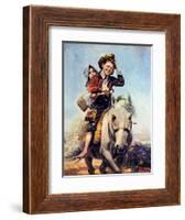 Off to School (or Boy and Girl on Horse)-Norman Rockwell-Framed Giclee Print