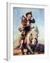 Off to School (or Boy and Girl on Horse)-Norman Rockwell-Framed Giclee Print