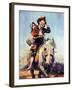Off to School (or Boy and Girl on Horse)-Norman Rockwell-Framed Giclee Print