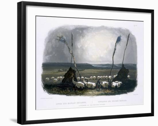 Offering of the Mandan Indians, Plate 14, Travels in the Interior of North America-Karl Bodmer-Framed Giclee Print