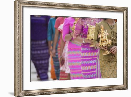 Offerings During a Festival at Shwedagon Pagoda (Golden Pagoda), Yangon (Rangoon), Myanmar (Burma)-Matthew Williams-Ellis-Framed Photographic Print