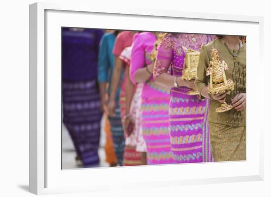 Offerings During a Festival at Shwedagon Pagoda (Golden Pagoda), Yangon (Rangoon), Myanmar (Burma)-Matthew Williams-Ellis-Framed Photographic Print