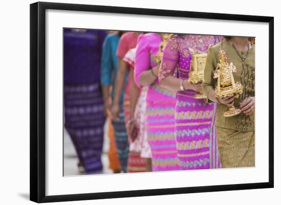 Offerings During a Festival at Shwedagon Pagoda (Golden Pagoda), Yangon (Rangoon), Myanmar (Burma)-Matthew Williams-Ellis-Framed Photographic Print