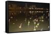 Offerings Floating Along River During Loi Krathong Festival-Stuart Black-Framed Stretched Canvas