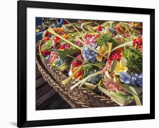 Offerings of flowers for sale, Denpasar, Bali, Indonesia, Southeast Asia, Asia-Melissa Kuhnell-Framed Photographic Print