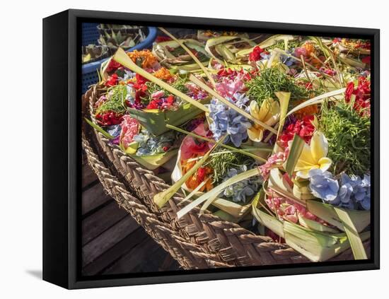 Offerings of flowers for sale, Denpasar, Bali, Indonesia, Southeast Asia, Asia-Melissa Kuhnell-Framed Stretched Canvas