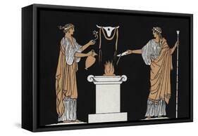 Offerings to the dead Ancient Greece-John Flaxman-Framed Stretched Canvas