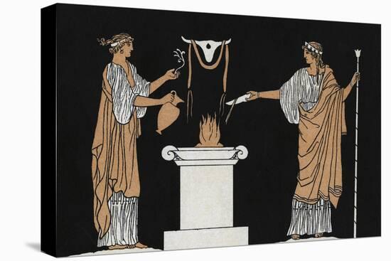 Offerings to the dead Ancient Greece-John Flaxman-Stretched Canvas