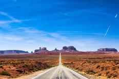 View of the Monument Valley and the Highway 163 in Utah during a Beautiful Summer Day. Vivid Blue S-offfstock-Stretched Canvas