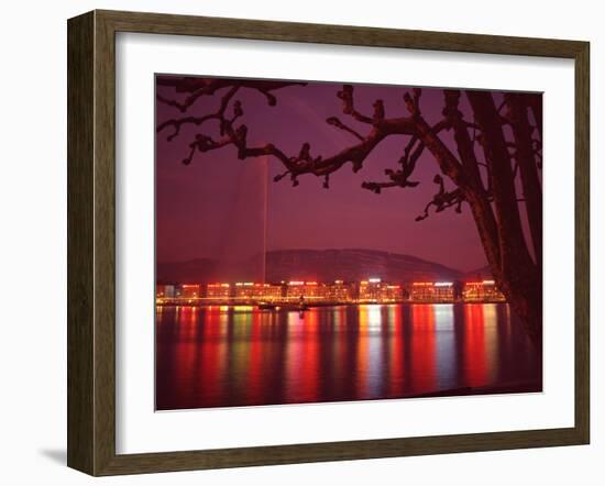 Office and Hotel Buildings Reflected in the Waters of Lake Geneva, Switzerland-Ralph Crane-Framed Photographic Print