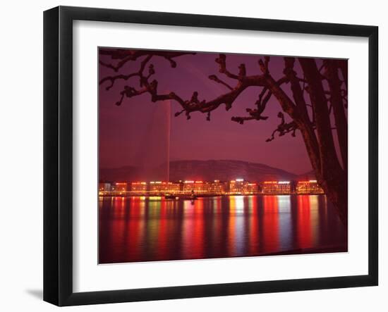 Office and Hotel Buildings Reflected in the Waters of Lake Geneva, Switzerland-Ralph Crane-Framed Photographic Print