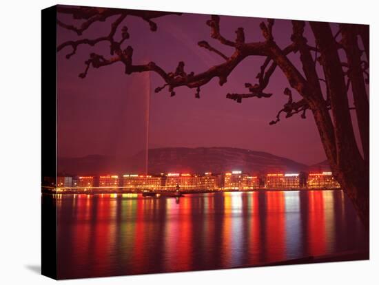 Office and Hotel Buildings Reflected in the Waters of Lake Geneva, Switzerland-Ralph Crane-Stretched Canvas