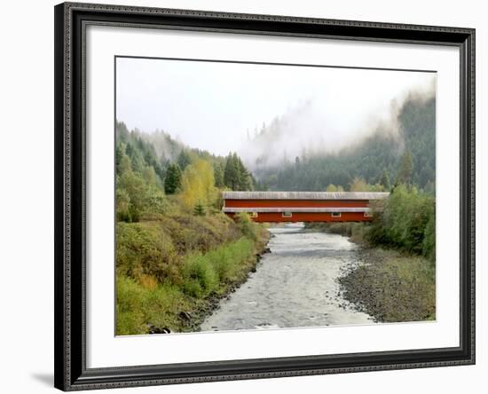 Office Covered Bridge over the Willamette River, Westfir, Oregon, USA-Jaynes Gallery-Framed Photographic Print