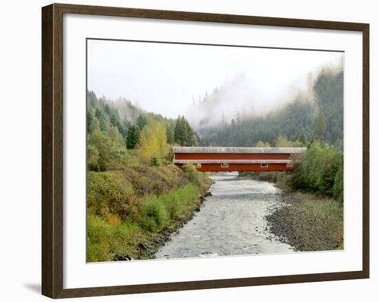 Office Covered Bridge over the Willamette River, Westfir, Oregon, USA-Jaynes Gallery-Framed Photographic Print