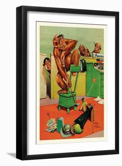 Office Golf-Lawson Wood-Framed Art Print