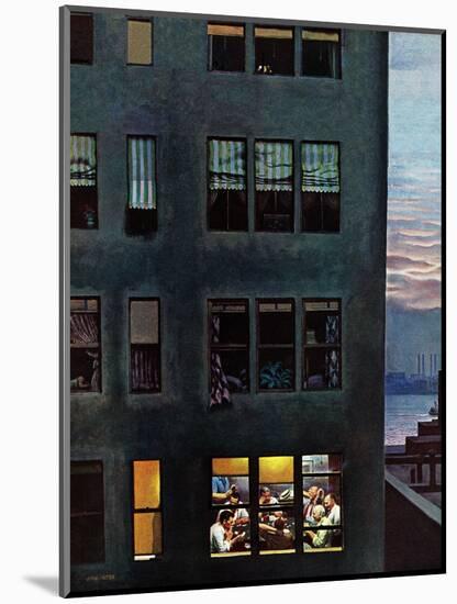 "Office Poker Party," August 18, 1945-John Falter-Mounted Giclee Print
