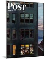 "Office Poker Party," Saturday Evening Post Cover, August 18, 1945-John Falter-Mounted Giclee Print
