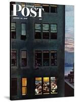 "Office Poker Party," Saturday Evening Post Cover, August 18, 1945-John Falter-Stretched Canvas