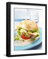 Office Snack: Meat, Cheese and Tomato in Bread Roll-null-Framed Photographic Print