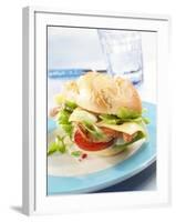 Office Snack: Meat, Cheese and Tomato in Bread Roll-null-Framed Photographic Print