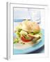 Office Snack: Meat, Cheese and Tomato in Bread Roll-null-Framed Photographic Print