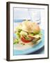 Office Snack: Meat, Cheese and Tomato in Bread Roll-null-Framed Photographic Print