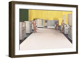 Office with Early Computer Equipment-null-Framed Art Print