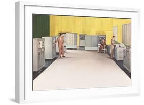 Office with Early Computer Equipment-null-Framed Art Print