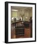 Office with Piano and Stained Glass Window-null-Framed Photographic Print