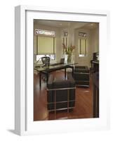 Office with Piano and Stained Glass Window-null-Framed Photographic Print