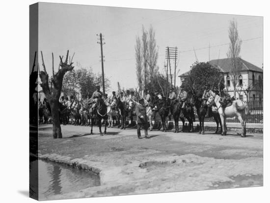 Officer Inspecting a Mounted Detatchment of the French Foreign Legion, Syria, 20th Century-null-Stretched Canvas