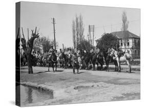 Officer Inspecting a Mounted Detatchment of the French Foreign Legion, Syria, 20th Century-null-Stretched Canvas