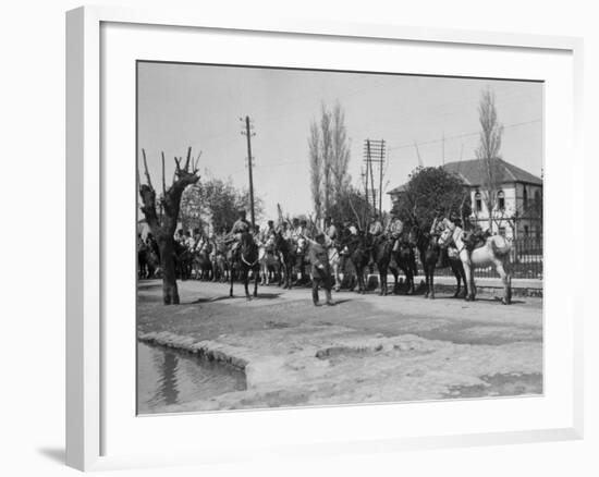 Officer Inspecting a Mounted Detatchment of the French Foreign Legion, Syria, 20th Century-null-Framed Photographic Print