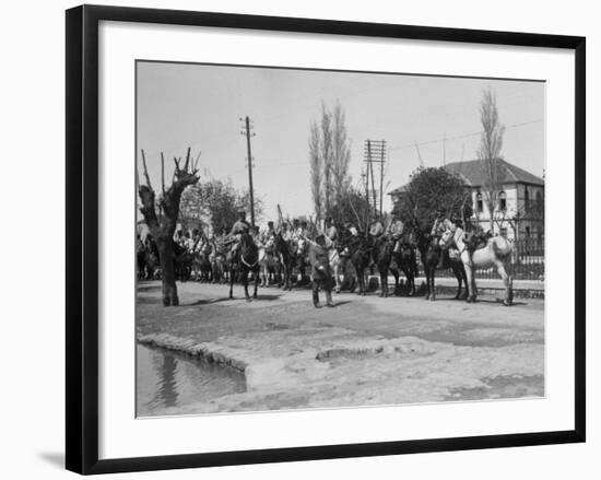 Officer Inspecting a Mounted Detatchment of the French Foreign Legion, Syria, 20th Century-null-Framed Photographic Print