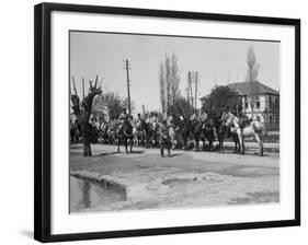 Officer Inspecting a Mounted Detatchment of the French Foreign Legion, Syria, 20th Century-null-Framed Photographic Print