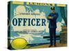 Officer Lemon Label - Tustin, CA-Lantern Press-Stretched Canvas