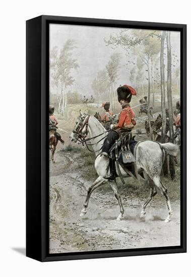Officer of Hussars, 1889-Jean Baptiste Edouard Detaille-Framed Stretched Canvas