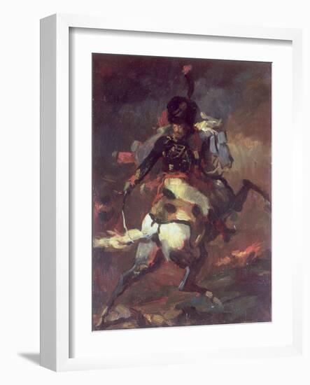 Officer of the Chasseurs Charging on Horseback-Théodore Géricault-Framed Giclee Print