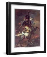 Officer of the Chasseurs Charging on Horseback-Théodore Géricault-Framed Giclee Print