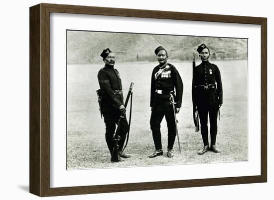 Officer, Sergeant and Private of the 5th Gurkha Rifles, 1897-null-Framed Giclee Print