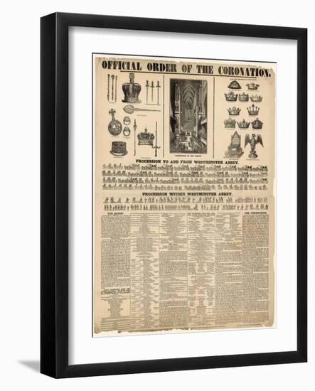 Official Order of the Coronation of Queen Victoria-null-Framed Giclee Print