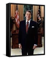 Official Portrait of President Reagan in the Oval Office. June 3 1985. Po-Usp-Reagan_Na-12-0061M-null-Framed Stretched Canvas