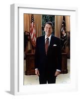 Official Portrait of President Reagan in the Oval Office. June 3 1985. Po-Usp-Reagan_Na-12-0061M-null-Framed Photo