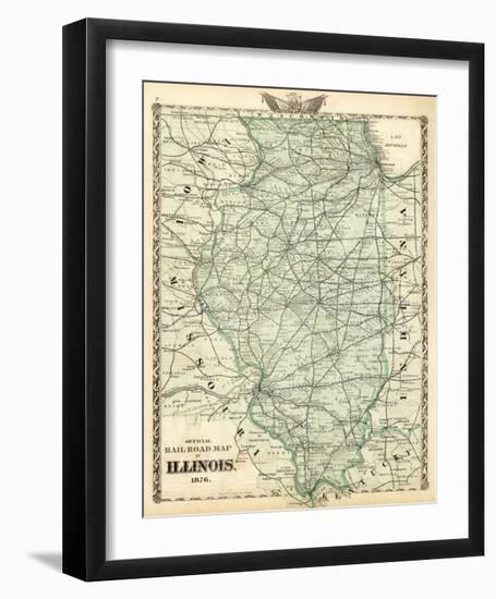 Official Railroad Map of the State of Illinois, c.1876-Warner & Beers-Framed Art Print