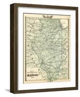 Official Railroad Map of the State of Illinois, c.1876-Warner & Beers-Framed Art Print