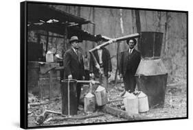 Officials Posing with Moonshine Still Apparatus-null-Framed Stretched Canvas