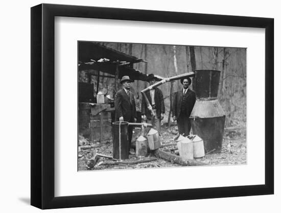 Officials Posing with Moonshine Still Apparatus-null-Framed Photographic Print