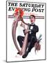 "Offkey Harpist," Saturday Evening Post Cover, April 4, 1925-Elbert Mcgran Jackson-Mounted Giclee Print